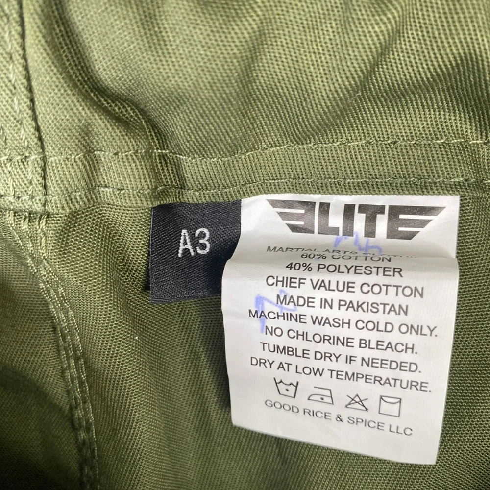 Elite Sports BJJ Gi Pants Mens A3 Olive Green Martial Arts Jiu Jitsu Grappling